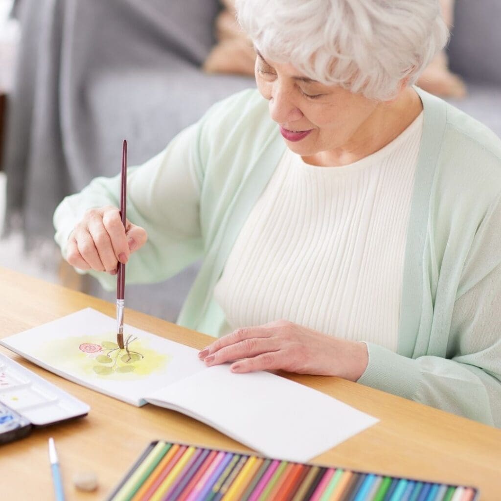 A old lady painting